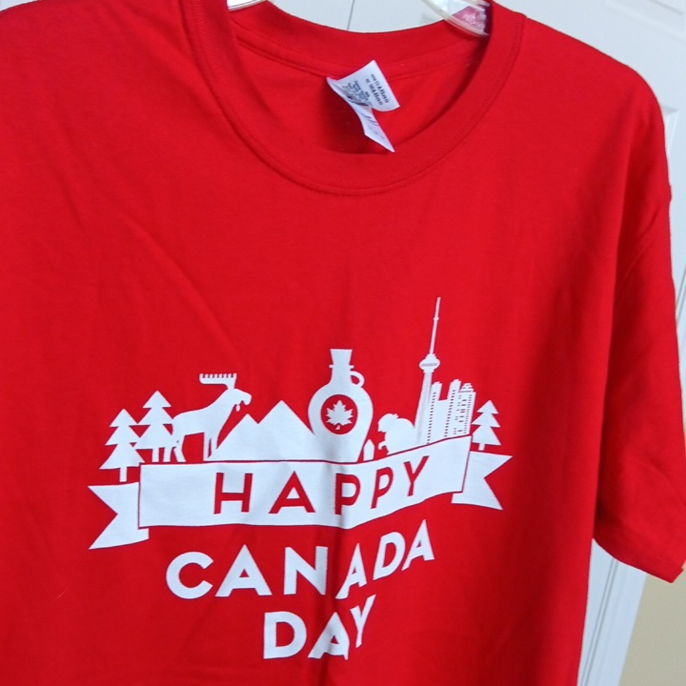 👔Men's Ptp21" Gildan Red and White Canada Day Cotton T-Shirt